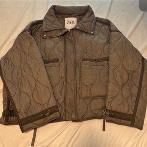 Zara Quilted Jacket - Taupe Grey